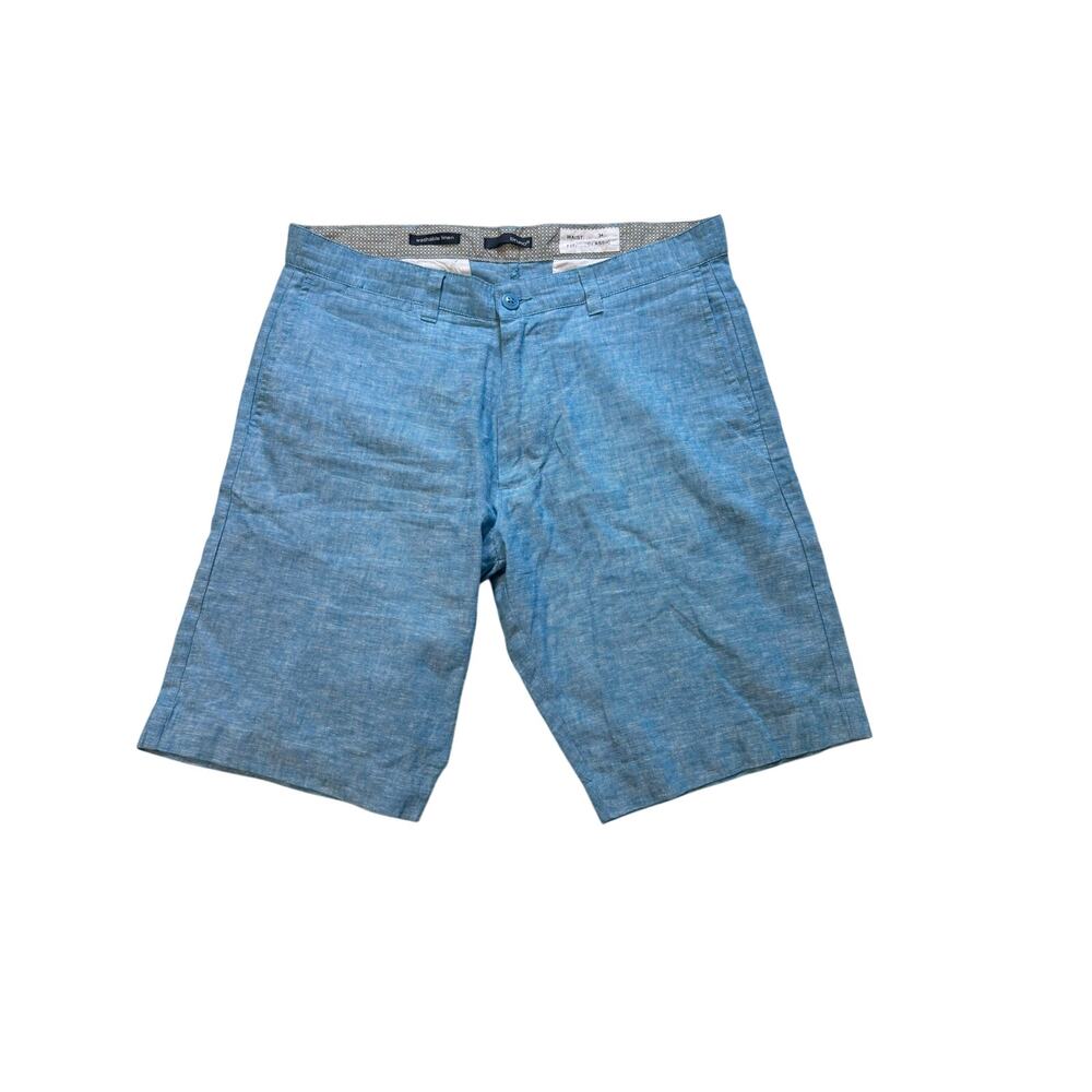 Bruno Shorts Men's 34 Washable Linen Blend Blue Chino